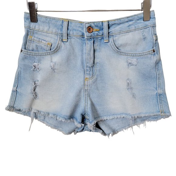 Zara Pants - Zara Basic Z1975 Frayed Cutoff Distressed High Rise Denim Jean Shorts